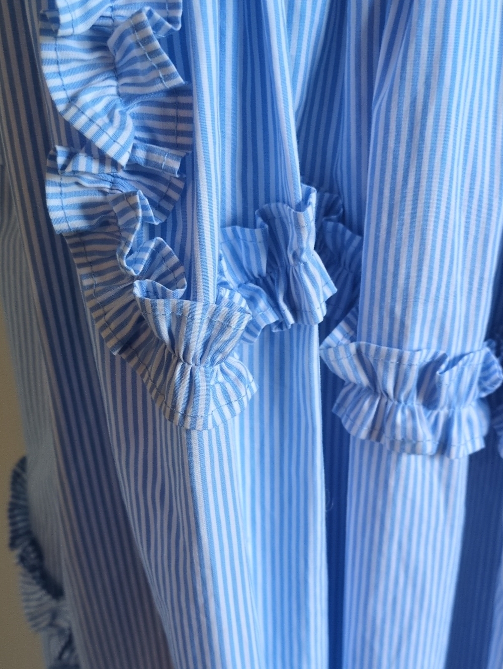 Kate Spade Light Blue and White Striped Short Sleeve Shirt Dress - Picture 3 of 4